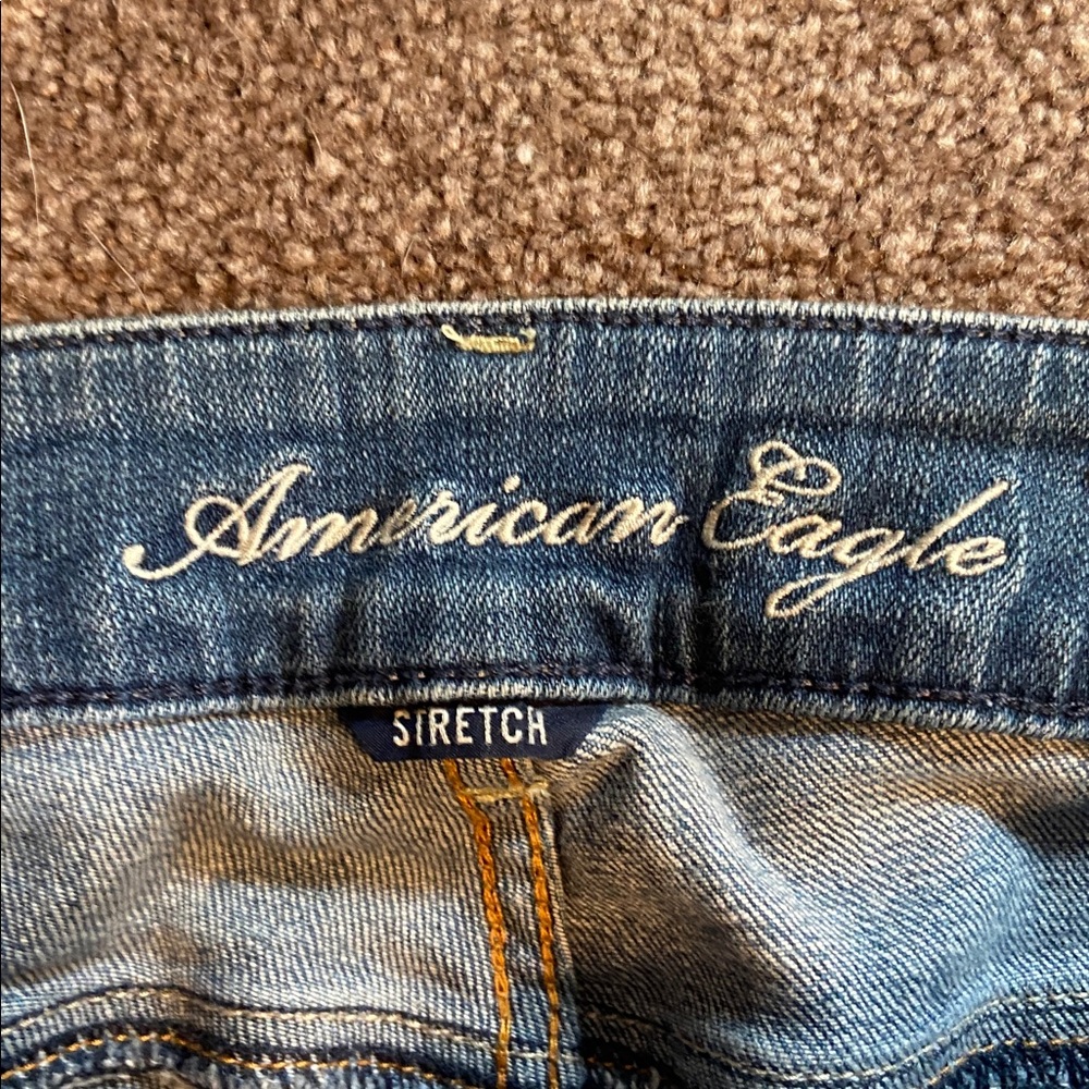 American Eagle Women's Distressed Size 10 Artist Stretch Flare Jeans X-Long - Picture 4 of 12